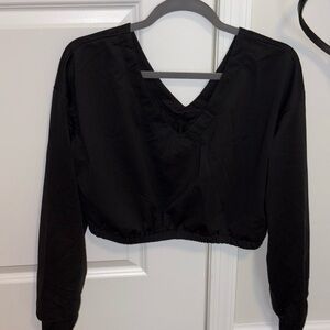 Black V-Neck Women's Midriff